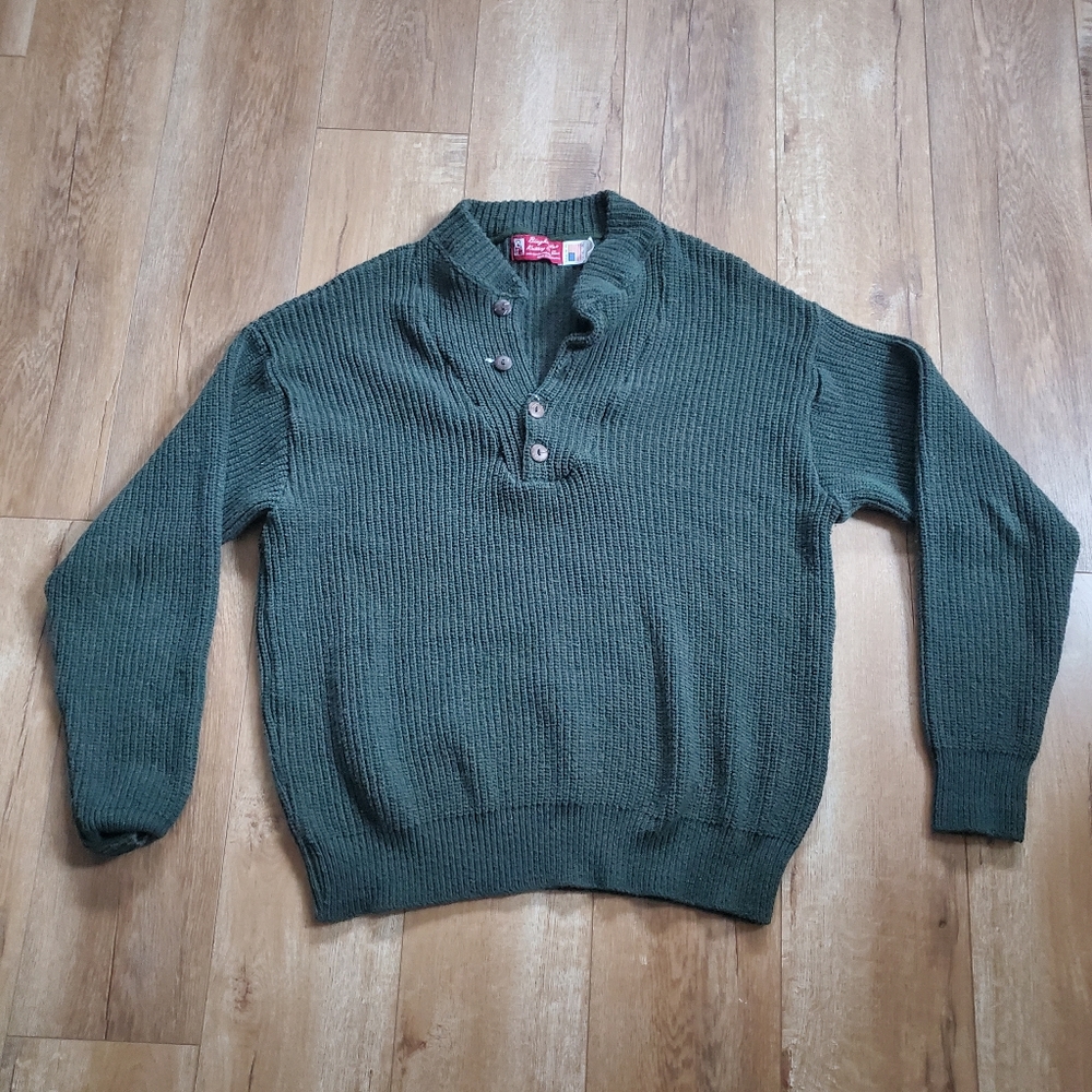 Vintage Binghamton Knitting Co Mens M Cotton Heavy Sweater Rib Knit Made In USA